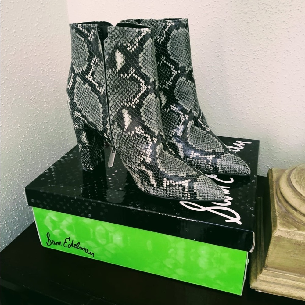 Sam Edelman Snake Print Ankle Boots